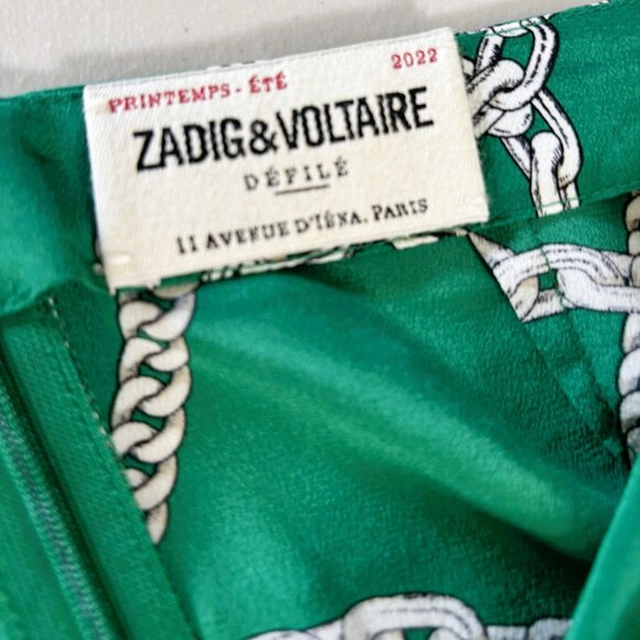 Zadig & Voltaire silk Jana CDC front tie asymmetrical knee length skirt Sz M - Picture 4 of 6